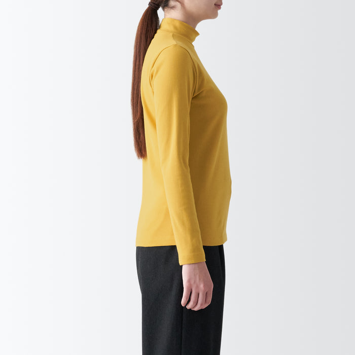 Muji Stretch Ribbed Mock Neck Long Sleeve Donna Magliette Beige | IC0E3R08W
