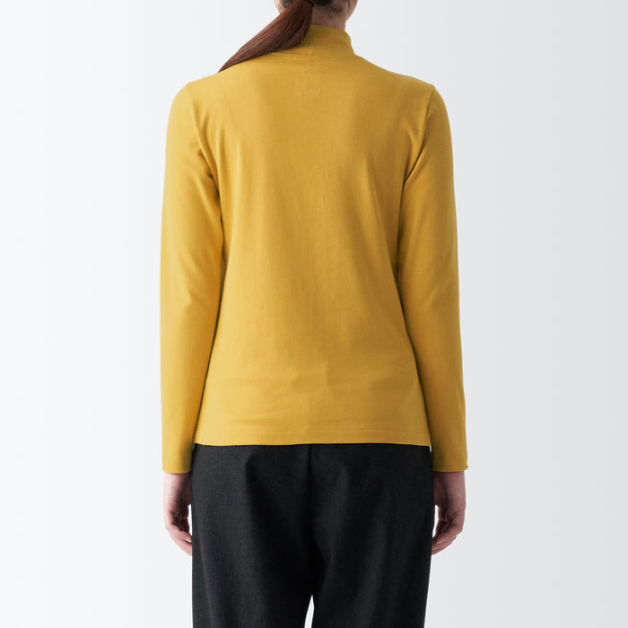 Muji Stretch Ribbed Mock Neck Long Sleeve Donna Magliette Beige | IC0E3R08W