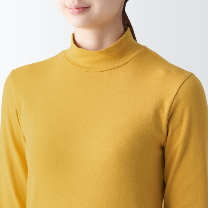 Muji Stretch Ribbed Mock Neck Long Sleeve Donna Magliette Beige | IC0E3R08W