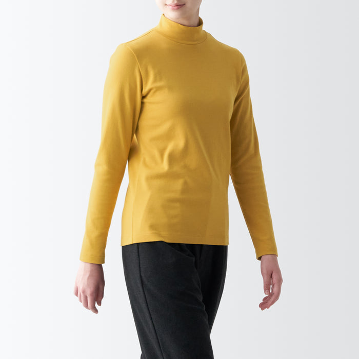 Muji Stretch Ribbed Mock Neck Long Sleeve Donna Magliette Beige | IC0E3R08W
