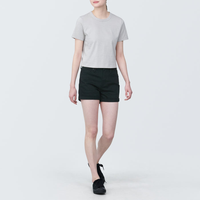 Muji Super Stretchy Denim Donna Pantaloncini Nere | YS4R0V44C