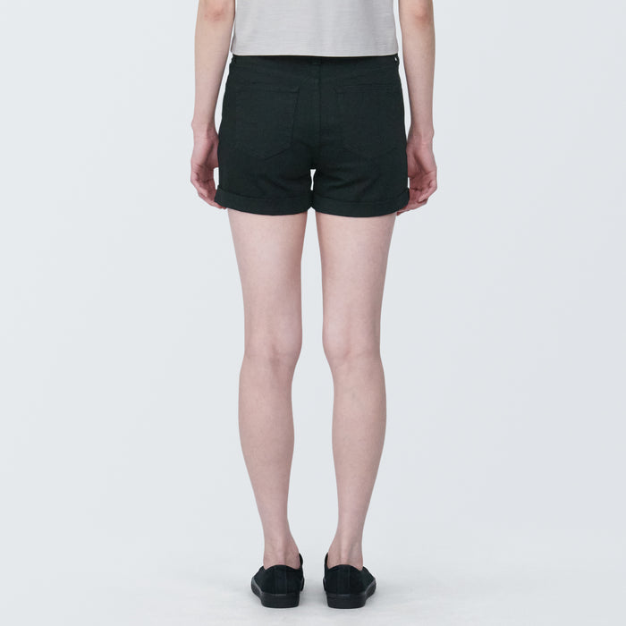 Muji Super Stretchy Denim Donna Pantaloncini Nere | YS4R0V44C