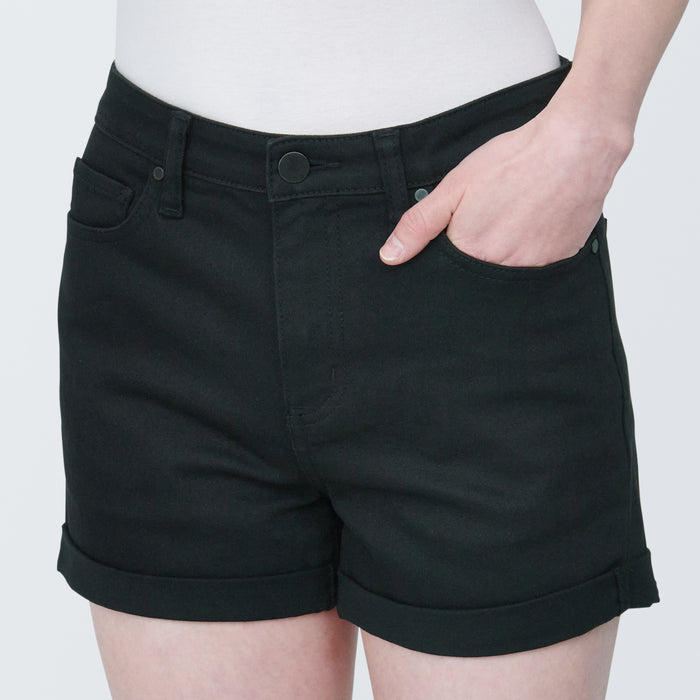 Muji Super Stretchy Denim Donna Pantaloncini Nere | YS4R0V44C