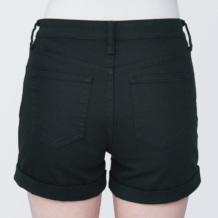 Muji Super Stretchy Denim Donna Pantaloncini Nere | YS4R0V44C