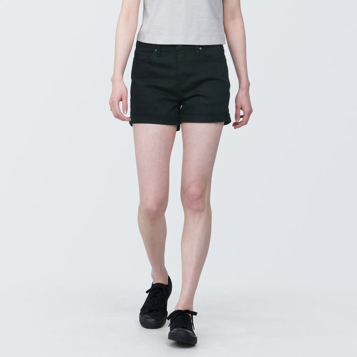 Muji Super Stretchy Denim Donna Pantaloncini Nere | YS4R0V44C
