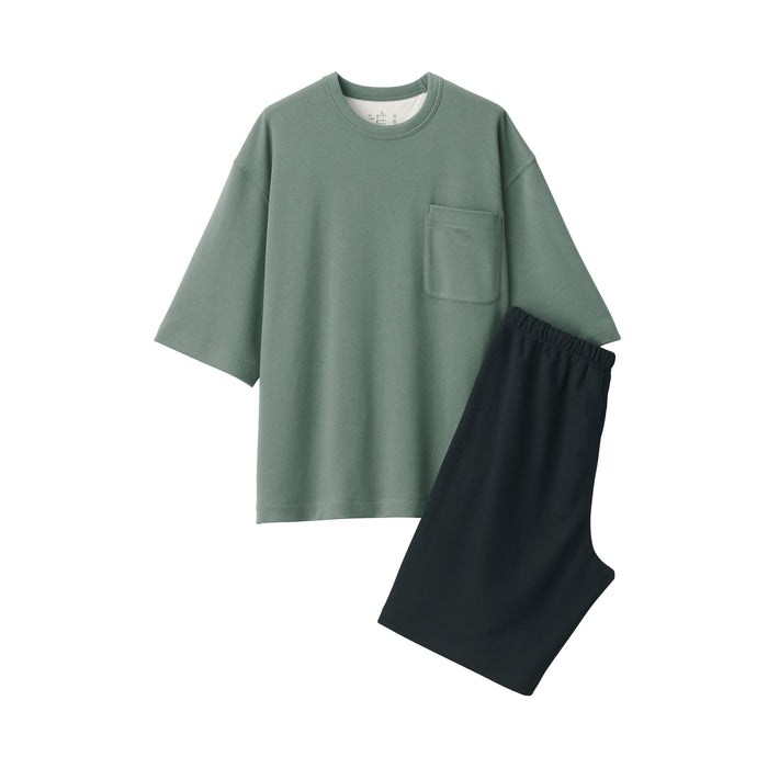 Muji Sweatshirt Short Sleeve Loungewear Uomo Pigiama Verdi | RO2D9H00Z