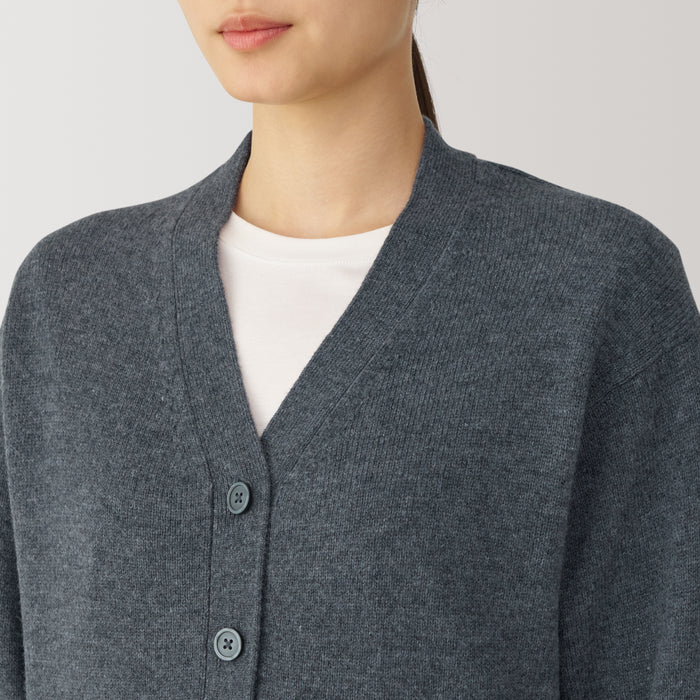 Muji Washable Mid-Gauge V-Neck Donna Cardigan Nere | EM6C2S93R