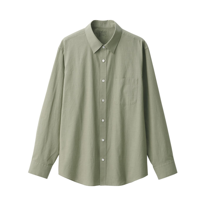 Muji Washed Broadcloth Long Sleeve Uomo Camicie Verdi | AQ8G1K49Y