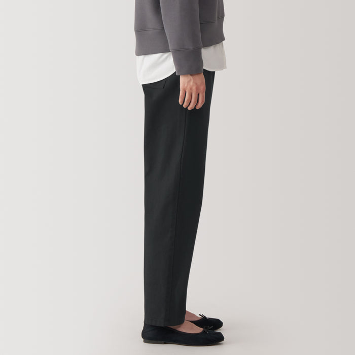Muji Washed Denim Easy Tapered Donna Pantaloni Nere | PL6Z5G34S