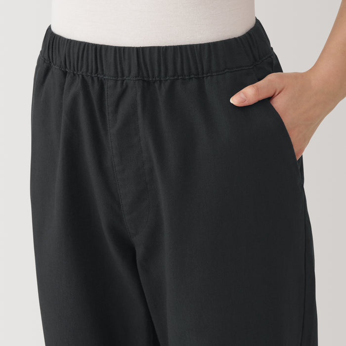 Muji Washed Denim Easy Tapered Donna Pantaloni Nere | PL6Z5G34S