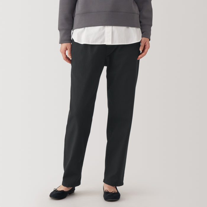 Muji Washed Denim Easy Tapered Donna Pantaloni Nere | PL6Z5G34S