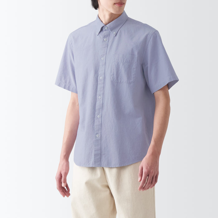 Muji Washed Oxford Button Down Short Sleeve Uomo Camicie Viola | SU6O1M02O