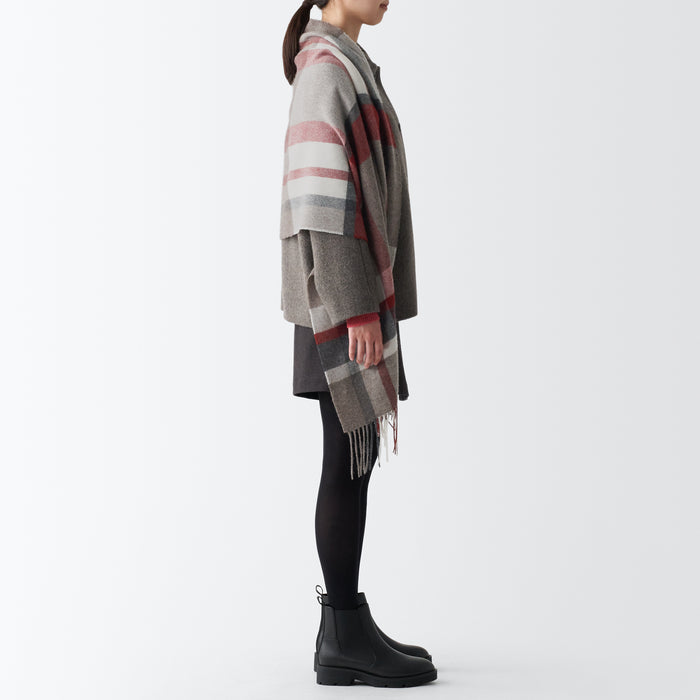 Muji Wool 2-way Large - Patterned Donna Sciarpa Grigie | UL5F0Q22U
